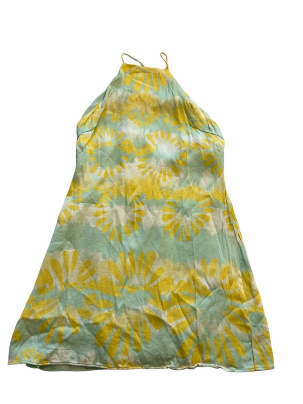 Coastal Cowgirl Tie Dye Halter Mini Dress Yellow Green Zara Small - Picture 3 of 10